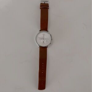 Brown leather and silver Skagen watch